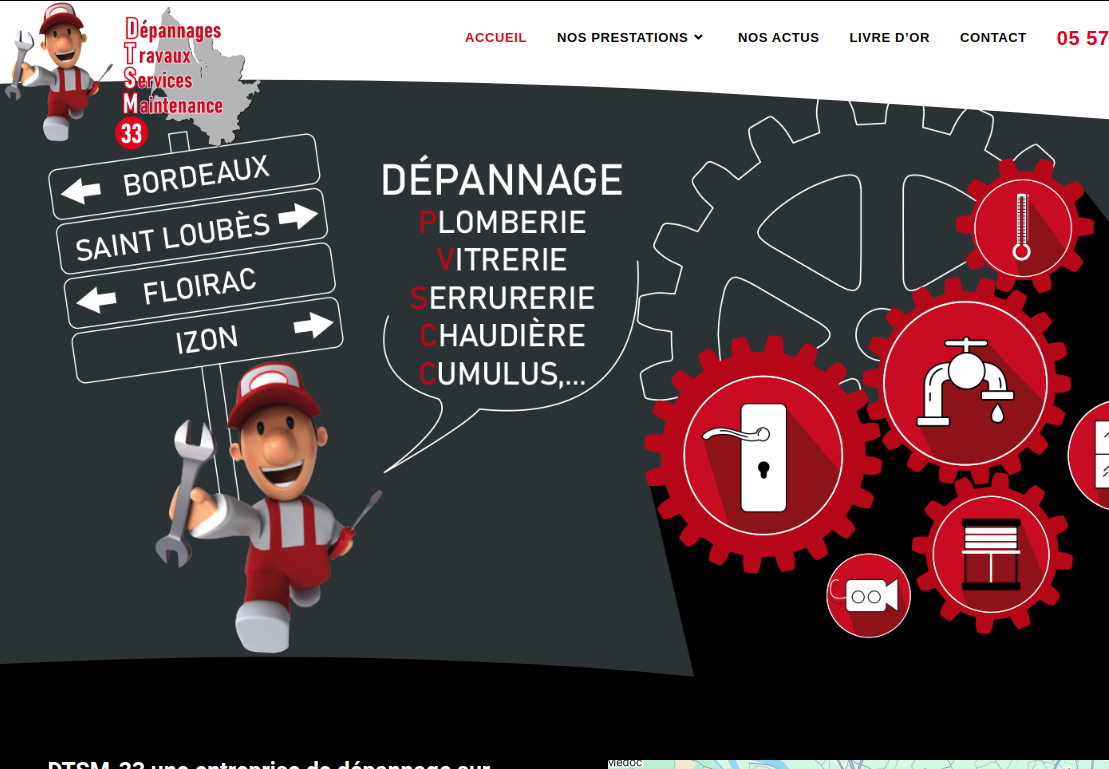 Affichage de la page d'accueil d'un site de Plomberie