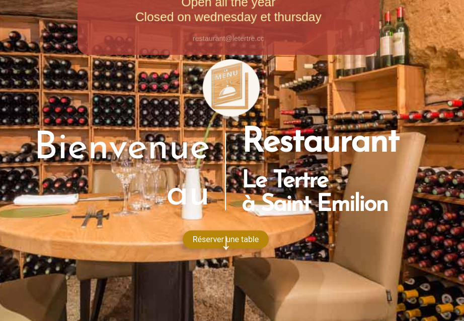 Affichage de la page d'accueil d'un site de Restaurant