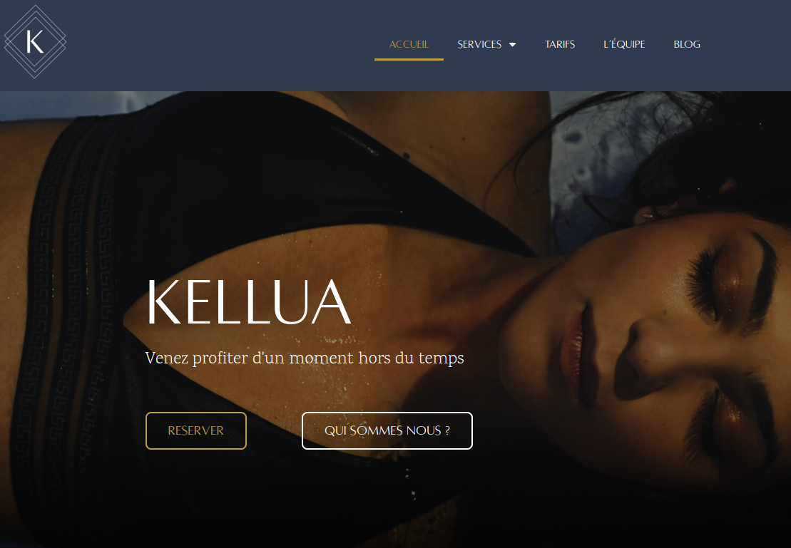 Affichage de la page d'accueil d'un site de Spa - Bien-être